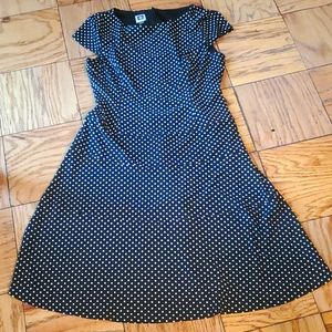 Ann Klein A-line Cap Sleeve Pokadot dot Dress size 12